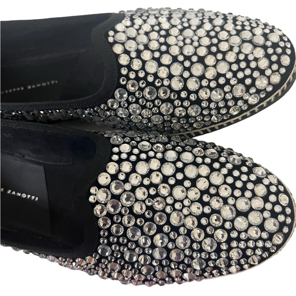 Giuseppe Zanotti Fancy Crystal Loafers with Black & Silver Embellishment Size 8 - Picture 9 of 17